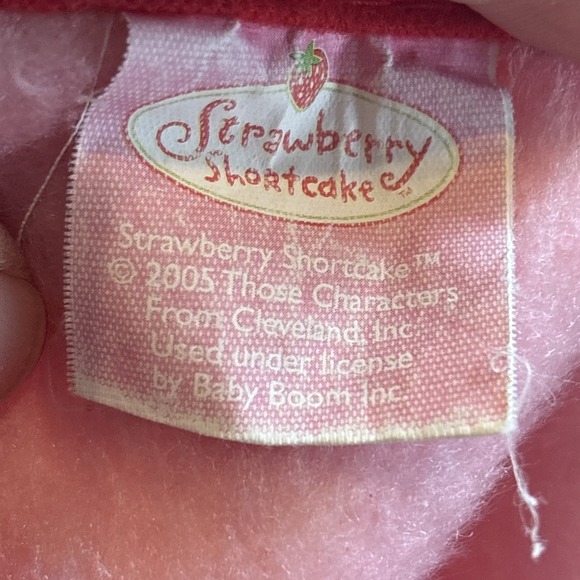 Vintage 00s Strawberry Shortcake Kids Pink Red Fleece Blanket 42"x30" 2005 - Picture 5 of 6